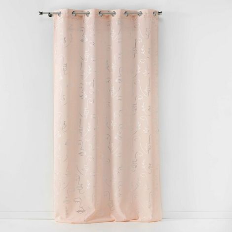 Rideau à Œillets 140 x 260 cm – Polyester Imprimé Métallisé – Artyline Rose/Argent (1/4)