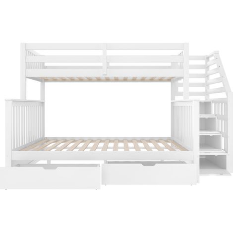 Letto a castello 90 x 200 e 140 x 200 con cassetti, bianco (1/5)