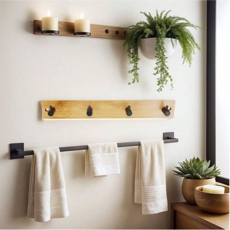 Crochet en bambou à quatre crochets 335 cm d'épaisseur support en bambou cuisine salle de bain support de rangement multifonctionnel porte-clés serviette vêtements support suspendu maison crochet créa (1/2)