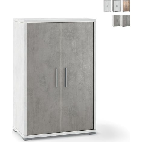 Mobile armadio 2 ante h110 l71 p41 cm struttura color bianco ossido frontali cemento dd270k sarmog - Sarmog