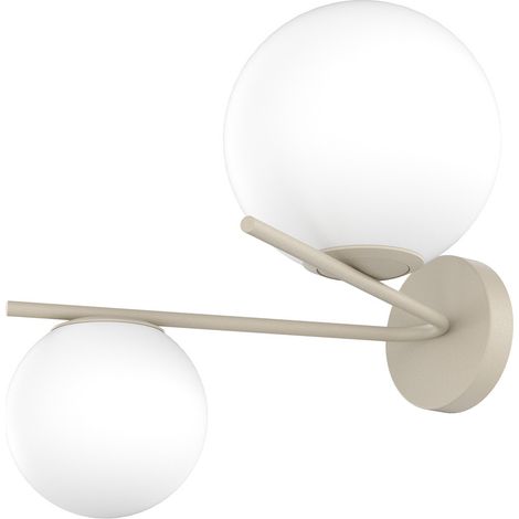 Plafoniera Contemporanea Boomerang Metallo Sabbia Vetro Bianco 2 Luci E27 (1/2)