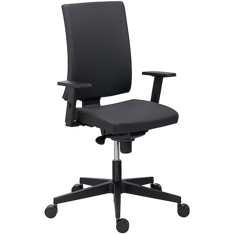 Chaise de bureau Navigo simili cuir noir - dossier haut avec accoudoirs réglables 1D - mécanisme Synchrone - pieds noir - Maxiburo (1/5)