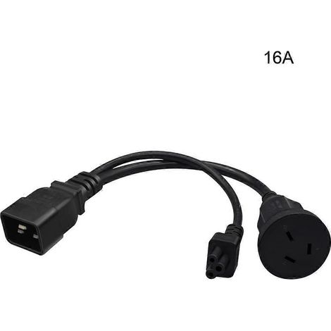 Câble convertisseur d'alimentation IEC320-C20 mâle vers IEC320-C5 femelle + AU, noir 16A (1/4)