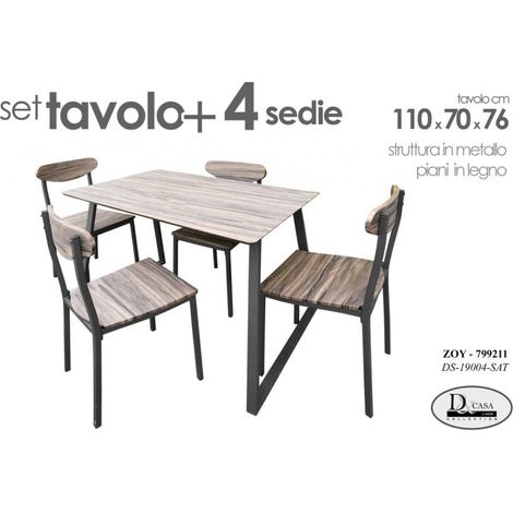 Set de table avec 4 chaises cuisine salon Table 110x 70 x 76 h