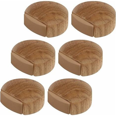 6-Piece Door Stops - Adhesive Wooden Doorstops for Floors and Parquet - Adhesive Door Stop - Doorstop (Natural Oak) (1/5)