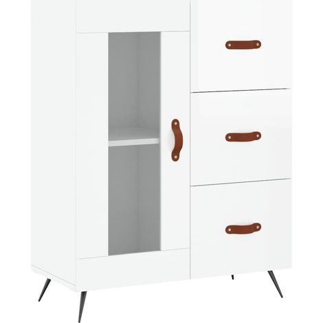 Credenza buffet cassettiera mobile contenitore organizer cucina soggiorno lucido 69,5 x 34 x 90 cm derivati del legno bianco 020030729