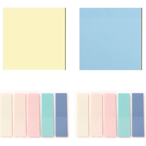 Lot de 600 onglets adhésifs transparents, 75 x 75 mm et 75 x 25 mm, imperméables et translucides, pour livres, classeurs, index et fournitures scolaires et de bureau. (1/5)