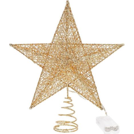 Décoration de Noël,Décoration de Noël dorée,Arbre à paillettes,Étoile creuse,Décoration de sapin de Noël,Décoration de fête,Décoration d'étoile (1/5)