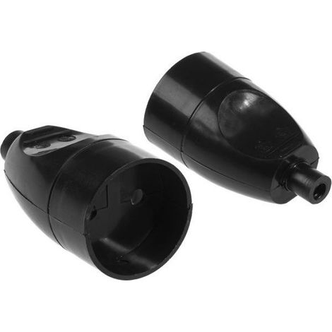 Prise Simple - 16 A - 250 V - Type Français - IP20 - Usage Interieur - Sans Terre - Noir - 1 Unite (1/2)