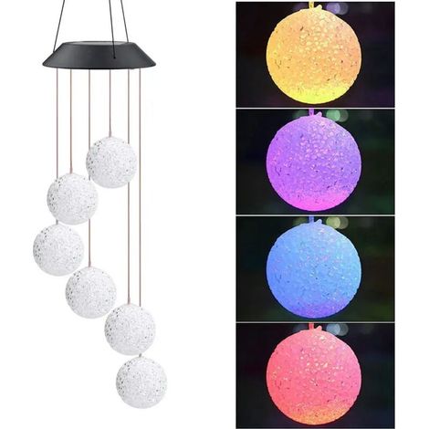 Campanilla de viento solar con luz para jardín y patio: iluminación decorativa para caminos, ahorro de energía, resistente a la intemperie y con ambiente acogedor - Crezuo