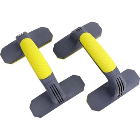 Barre de pompes - Démontable et portable - Base antidérapante et poignées ergonomiques pour l'entraînement à domicile - Jaune (1/4)