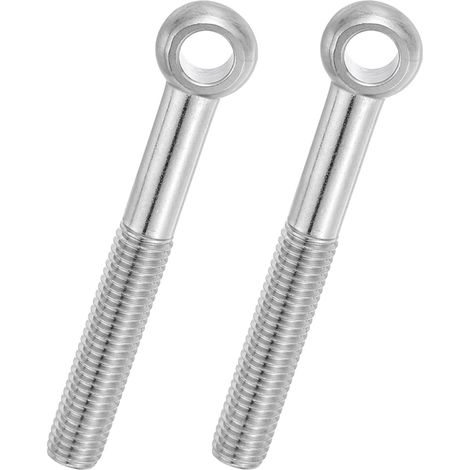 2 Pcs Boulon à Œil M12x100mm Boulon à Œillet de Levage pour Balancement d'Épaule, Vis Poisson en Acier Inoxydable 304, Filetage Métrique à Demi-Denture Trou Coulissant, Argentée (1/5)