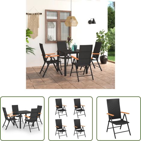 vidaXL Terrassenset - 5-tlg. Garten-Essgruppe Schwarz und Braun (1/5)