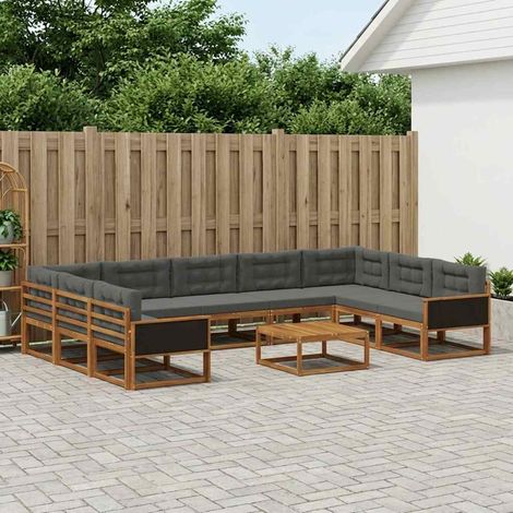 vidaXL Outdoor-Sofagarnitur mit Kissen 10 pcs Natur und Anthrazit (1/5)