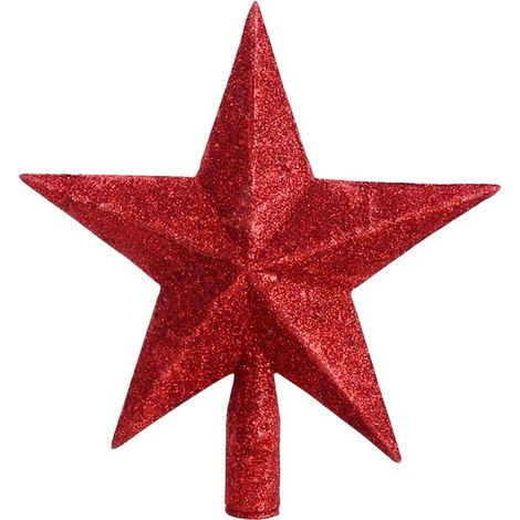 Étoile de sommet de sapin de Noël rouge pailletée - Étoile de sapin de Noël - 20 cm (1/4)