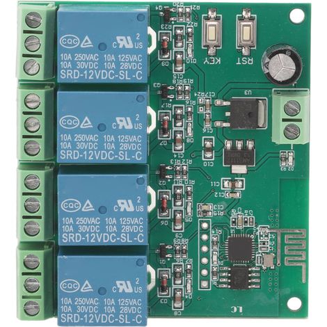 Module relais 4 canaux avec puce ESP8266, contrôle sans fil WiFi, carte relais quadruple pour équipements électroniques, alimentation 12 V CC (1/5)