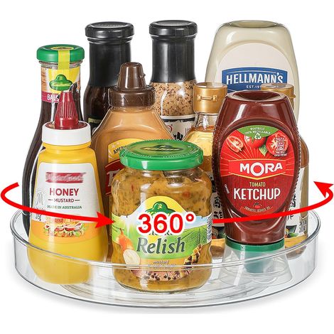 Plateau Tournant, Rangement Epices Cuisine, 360° Plateau Tournant Frigo, Lazy Susan, Cuisine Organisateur pour Epices, Bouteille, Cosmétique, Fruit (1/5)
