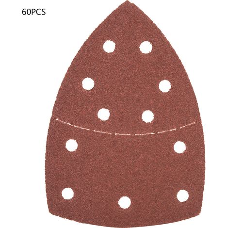Ortviai Disques abrasifs pour ponceuse – 60 pièces (40 à 240 grains), papier abrasif aluminium oxydé, 140 x 140 x 1 mm, 11 trous (1/5)