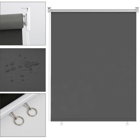 Wolketon Senkrechtmarkise 140x140 cm Balkonrollo Dunkelgrau UV Schutz Sonnenschutz Sichtschutz wasserdicht wetterfest Balkon Terrasse