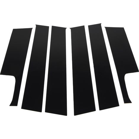 Ensemble de 6 autocollants adhésifs noirs brillants et résistants pour garnitures de montant B de vitres extérieures, adaptés à divers véhicules. (1/5)