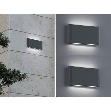 2er SET LED Außenwandleuchten Up and Down Light Anthrazit, Breite 17,5cm (1/5)