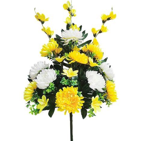 Arrangements Floraux Commémoratifs, Fausses Fleurs en Soie Brillantes pour Décorer des Cercueils de Tombes ou des Monuments Commémoratifs (211125XU04-3) (1/5)
