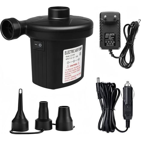 Elektrische 220-V-Luftpumpe / Schnelle, tragbare Luftpumpe mit 3 Düsen für Matratzen, Campingkissen, Wasserbetten, Boote, Schwimmringe