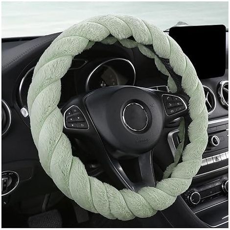 1 Stück grüner Autolenkradbezug aus Fell, universell passend für LKWs und SUVs, 45,7 cm (1/5)