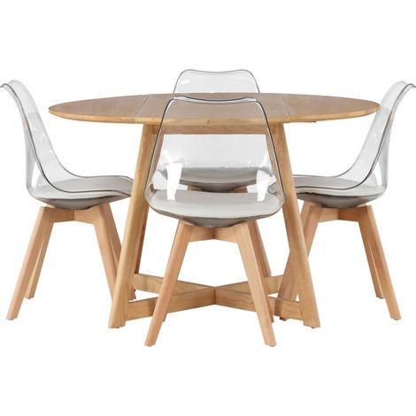 Yakidon Essgruppe Esstisch mit Auszug braun 4 Stühle Kunststoff Natur. (1/4)