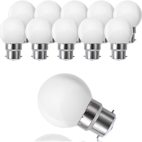 Filiyano-Campagne hivernale, lot de 10 ampoules LED B22 G45, blanc chaud 3500k, 3w G45, 180lm, couvercle en polycarbonate mat, non dimmable [classe (1/5)