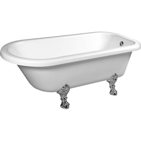 FOXTROT Bain libre 170x75x47cm, Chrome Matt Legs, Blanc