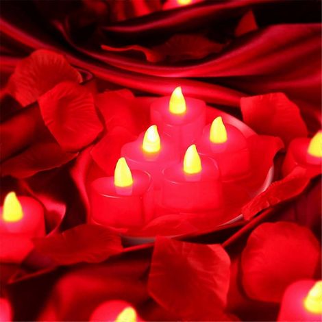 Valentinstagsgeschenk für Sie: 24 LED-Kerzen mit 2000 Rosenblättern, A--
