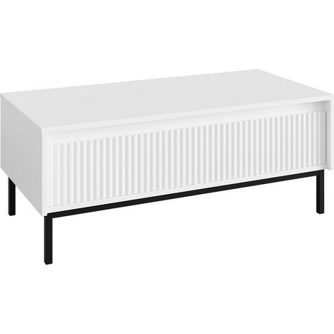 Mesa de centro Comfivo Delruva, Blanco, 40x50x100cm, Diámetro: 0, Aglomerado laminado, Angular