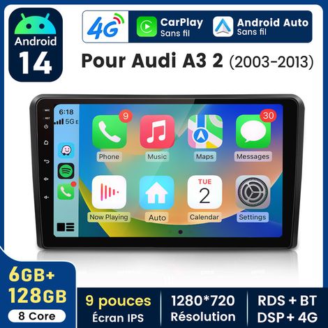 9 pouces Carplay Autoradio pour Audi A3 S3 2003-2013 Android 6+128GB JUNSUN (1/5)