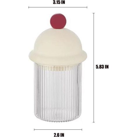 NALOOKAMIC Lot de 2 distributeurs de cotons-tiges avec couvercles pour cotons-tiges, boules de coton, cotons-tiges, cure-fils, articles de toilette, organisateur (1/4)