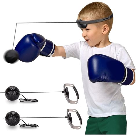 Set di 2 palline per allenamento riflessi boxe, fasce per la testa, allenamento riflessi (1/4)