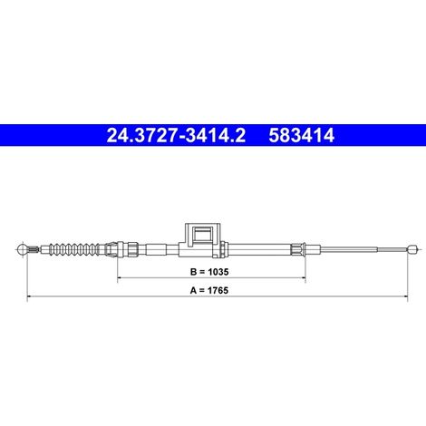 Tirette à câble, frein de stationnement ATE 24.3727-3414.2 SKODA 5Q0 609 721 BC