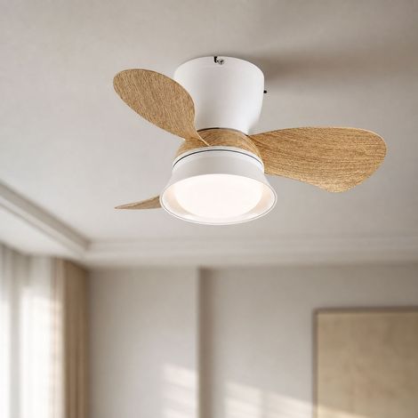 Ventilateur de plafond design vintage, 60cm, moteur silencieux en cuivre, lumière LED spectre complet 3 couleurs, télécommande (1/4)