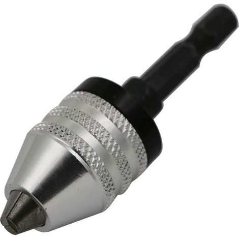Mandrin de perceuse 0,3-6,5 mm, mandrin sans clé, mandrin de tournevis, clé à chocs, perceuse, mandrin sans clé 1/4", adaptateur de perceuse, mandrin à queue hexagonale, mandrin de perceuse (W) (1/5)