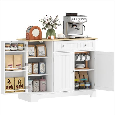 Buffet blanc MDF 105x40x83 cm – Rangement 2 portes tiroir – Style contemporain (1/5)