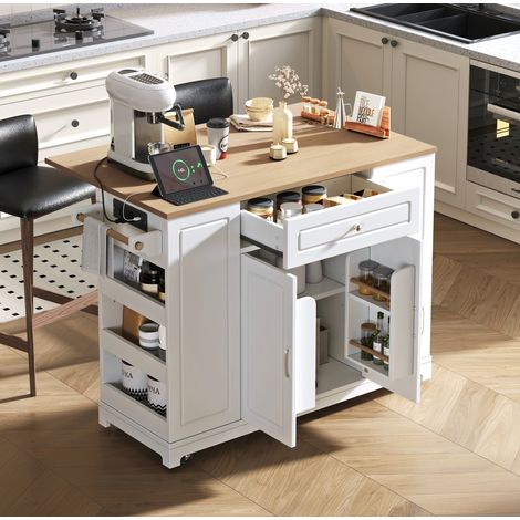 Schrank Aufbewahrungsmöbel mobil ausklappbar MDF OKMYHOME (1/5)