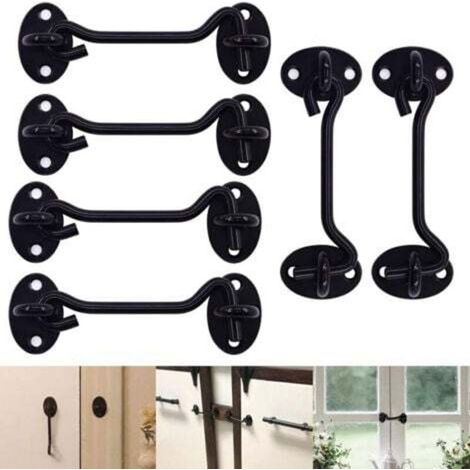 Lot de 6 loquets de porte de grange en acier inoxydable robuste avec vis de montage, crochets de cabine et loquet pour fenêtre, porte coulissante, chambre à coucher (1/4)