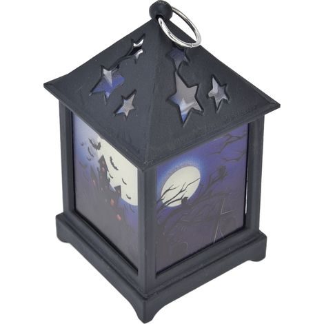 Lanterne d'Halloween LED Lampe de nuit portable à flamme pour décoration de fête Château (1/5)