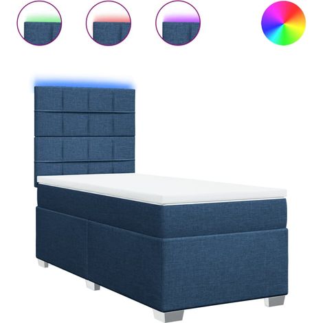 Maison Exclusive - Sommier à lattes de lit avec matelas Bleu 90x190 cm Tissu (1/5)
