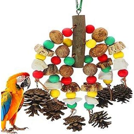 YUDAWN Jouets pour oiseaux, jouets pour perroquets, blocs de bois colorés à mâcher, jouets à déchirer, jouets suspendus pour perroquets, jouets à mâcher et à grimper