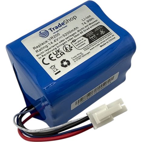 Trade-Shop Li-Ion Akku 14,4V 5200mAh für Vorwerk Kobold VR200 ersetzt 20884-1, 48245, 4NCR18650P2-C001A, 4NCR18650P2-C002A / Saugroboter-Ersatzteil