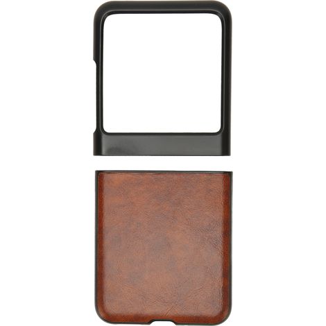 Étui pliable pour Motorola Razr 40 Ultra - Coque protectrice anti-rayures en ABS, design minimaliste avec motif cuir marron (1/5)