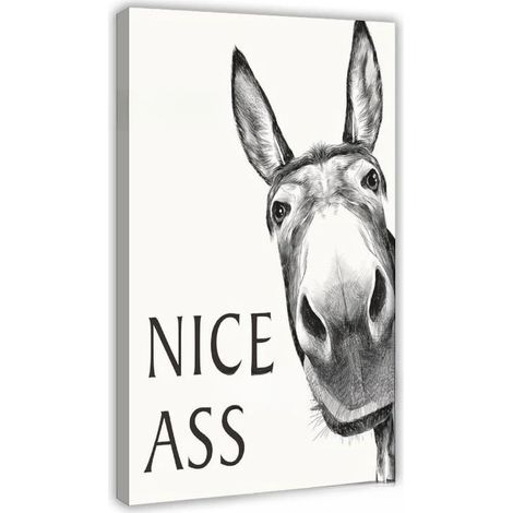 Home Vintage Funny Signs Donkey Pattern Decorative Sign 30x45cm - Fun Donkey Pattern Hanging Tag - Framed