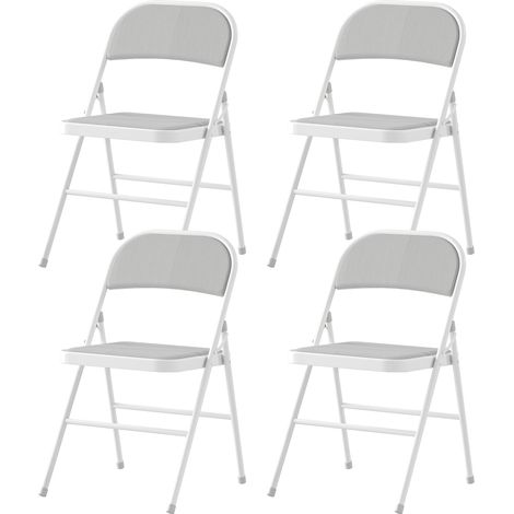 Lot de 4 chaises pliantes chaises de salle à manger portables cadre en acier 45 x 46 x 78 cm blanc (1/5)