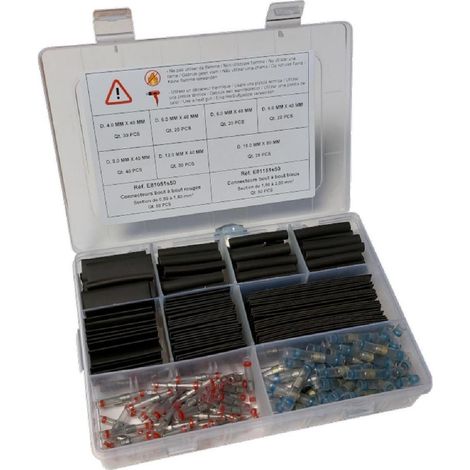 ASSORTIMENT GAINES THERMO-RETRACTABLES + 100 CONNECTEURS PRO (COFFRET)